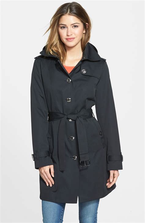 michael kors removable hood belted coat|michael michael kors hooded belted trench coat .